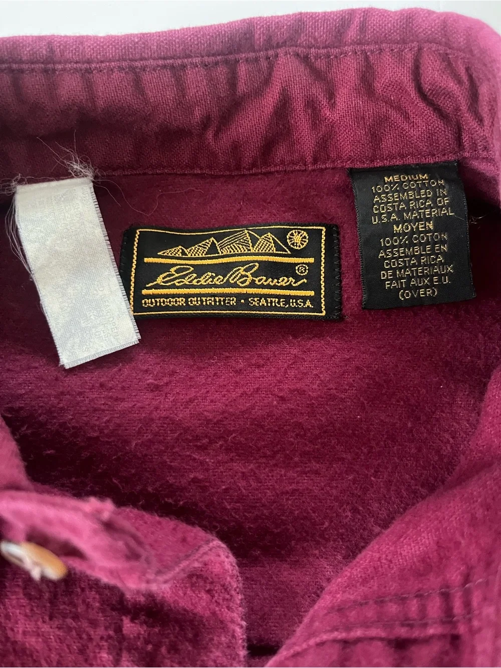 Vintage Eddie Bauer Maroon Heavy Chamois Flannel Shirt Size M